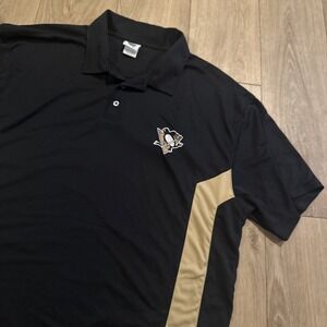 Pittsburgh Penguins Men's Short Sleeve Polo‎ Shirt Black Size 2XL NHL Hockey *